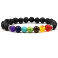 Beaded Bracelet Natural Healing Balance Beads Yoga Valconic Healing Energy Lava Stone 7 Chakra Diffuser Bracelet for Men