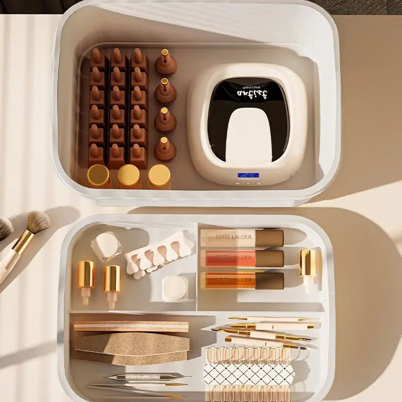 Indoor Bedroom Plastic Organizer Storage Box With Lid Nail and Hair Accessory Storage