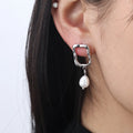 Chris April 316L Stainless Steel PVD Gold Plated Natural Freshwater Pearls Orgainc Hoops Earring