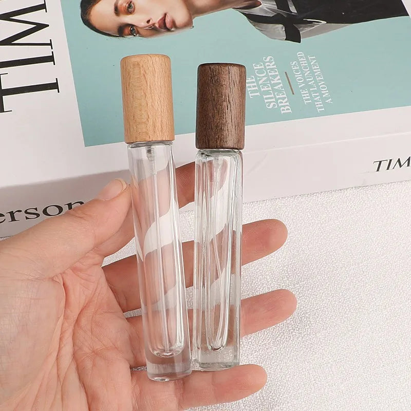 Custom Thick Bottom Vintage 10 ml Mini Round Square Clear Refillable Perfume Bottles 10ml Mini Sample Glass Perfume Decants