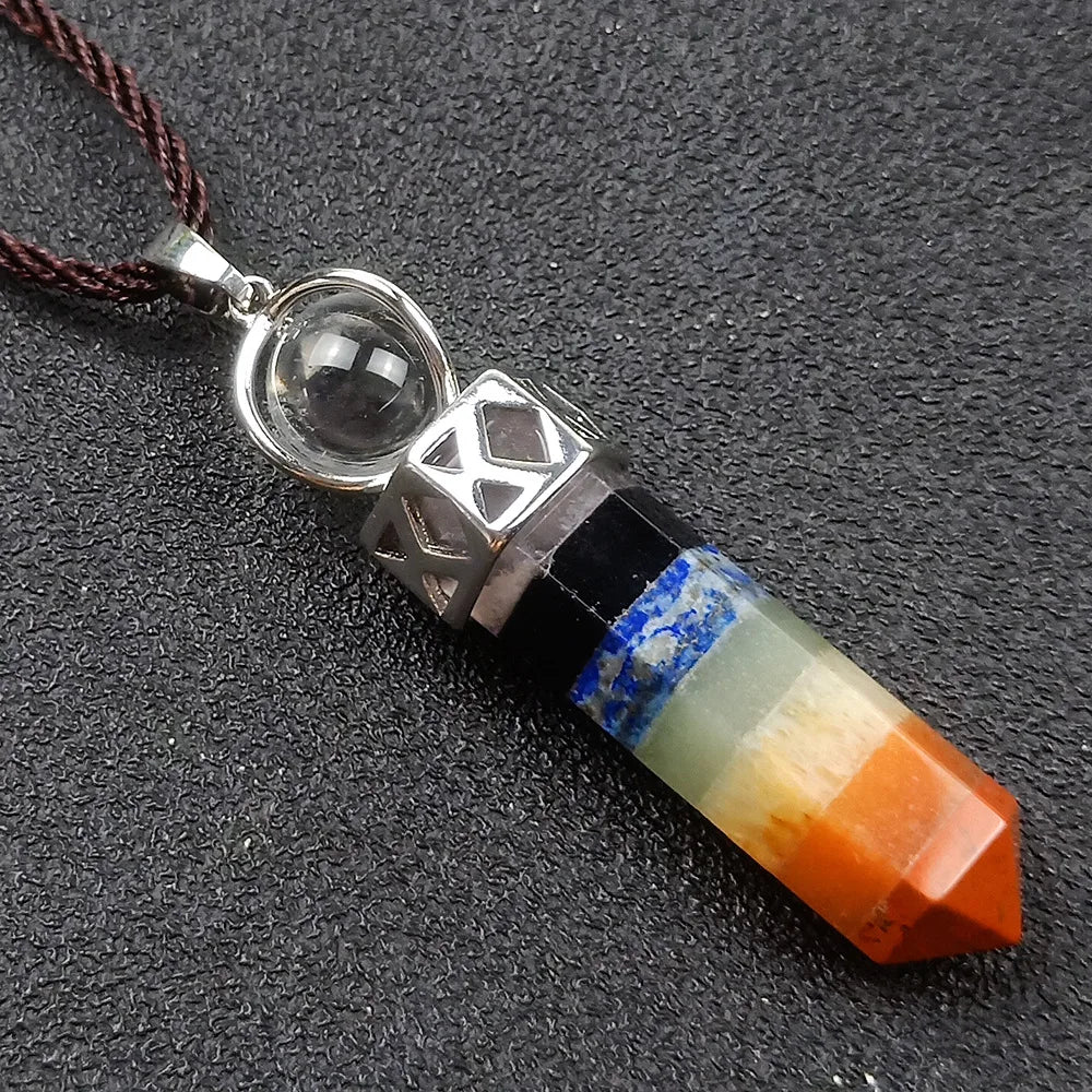 Hongzhuo Wholesale Natural Quartz Crystals Healing Stones 7 Chakra Reiki Point Pendulum for Gift Jewelry