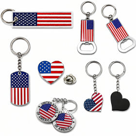 Epoxy Heart Keyring Funny Wholesale Bulk Customizable American Keychain With Logo Blank Custom Canada Flag Metal Enamel Keychain