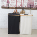 Foldable Storage Basket Handmade Oxford Cloth Bamboo Laundry Basket Hamper With Cover
