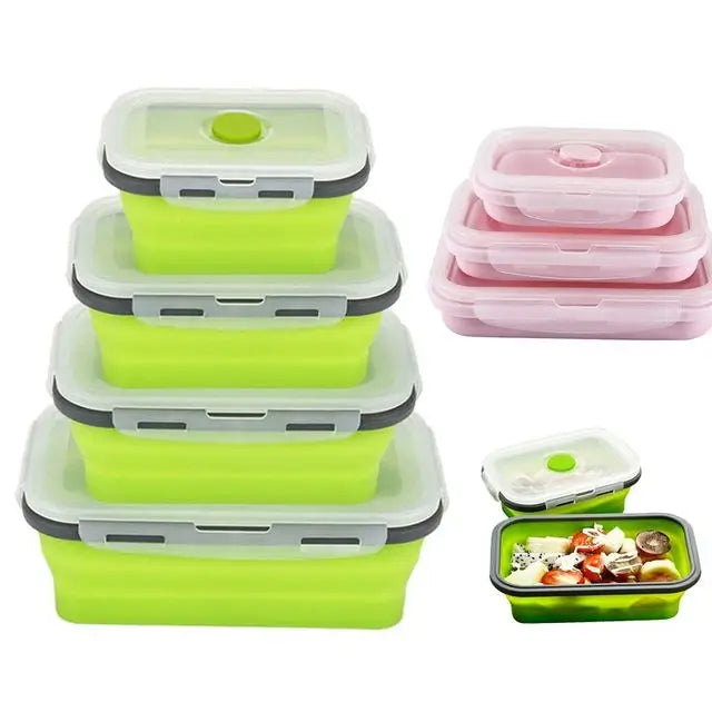 Hot Selling Reusable Food Grade Silicone Lunch Box Convenient Collapsible Food Storage Container Excellent Portable Lunches