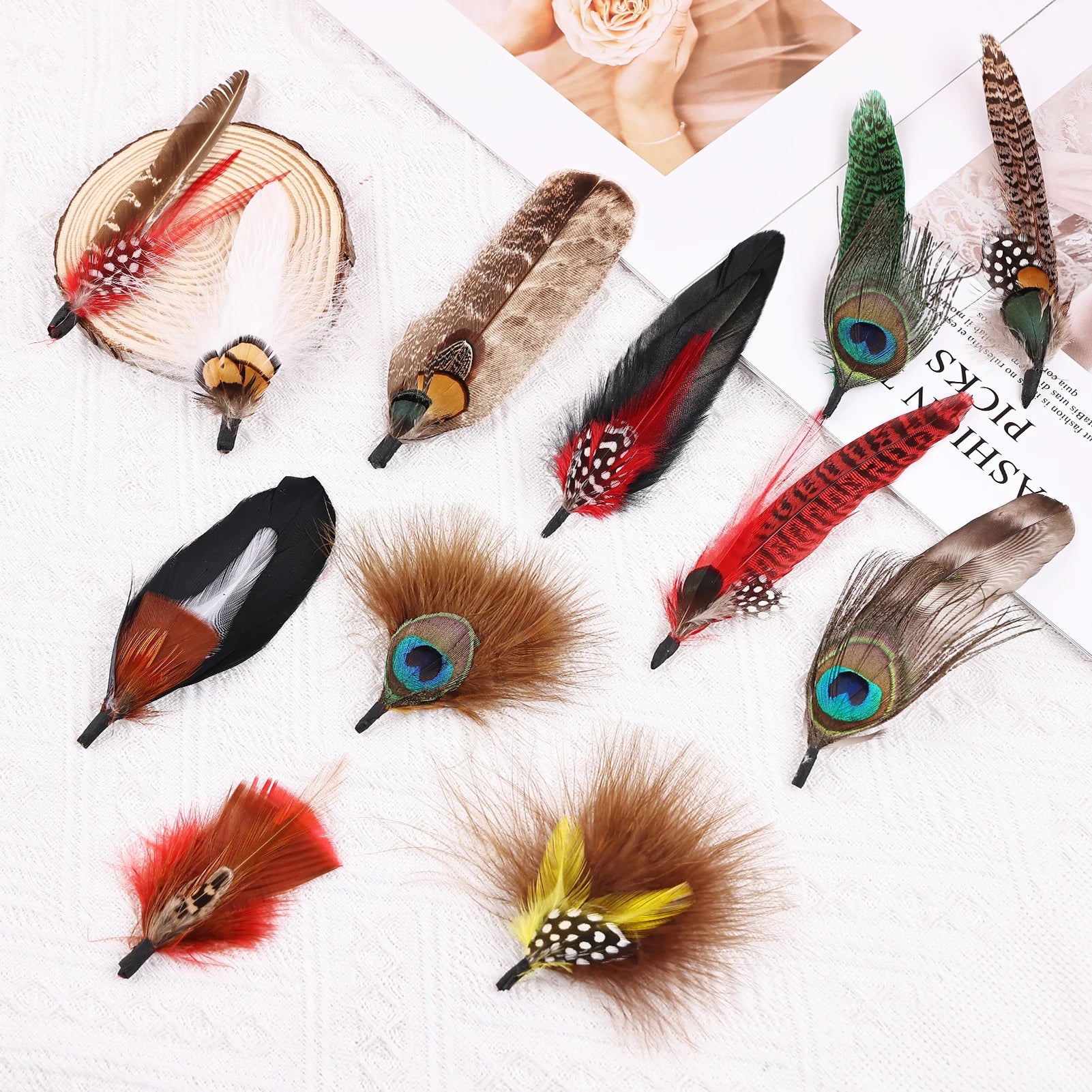 Handmade Western Hat Feather Pin Real Pheasant Plumes for Cowboy Fedora Panama Hats Accessories
