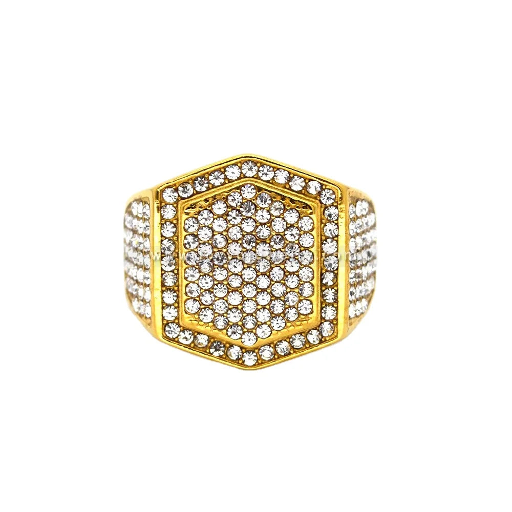 Hip Hop Cubic Zirconia Rap Miami Fine Fashion Jewelry Rings Stainless Steel Non Tarnish Iced Out Ring for Men