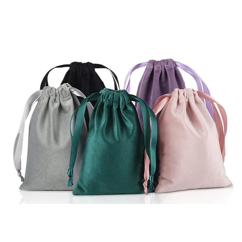 Small Size 8*10cm Mixed Colors Velvet Drawstring Pouches Soft Wedding Gift & Tarot Rune Bags Stock Packaging Printing Products
