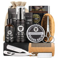 Beard Care Kit Men Professional Beard Growth Kit Shampoo Brush Oil Comb Cream Roller Beard Care Set