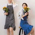 2022 New Style Eco-friendly Sleeveless Kitchen Bib Apron Direct Factory Sale Custom Logo Design Japanese Linen Cotton Ruffle