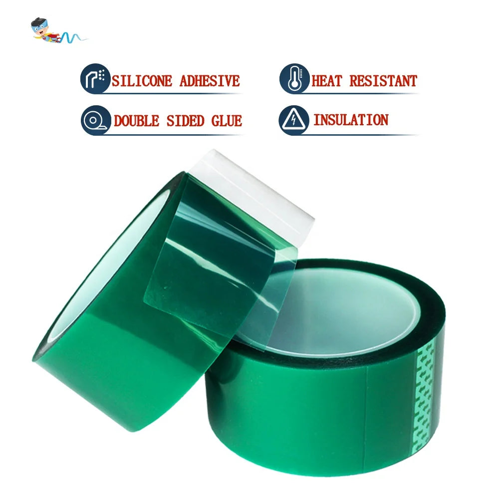 2- Green Color Polyester PET Film Double Sided Coated Silicone Glue Self Adhesive Tape