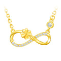S925 Sterling Silver Zircon Lucky Four-Leaf Clover Infinity Symbol Dainty Necklace 18k Gold Plated