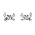 Wholesale Jewelry 925 Sterling Silver Mini Cute Clear Zircon Crab Stud Earrings for Women