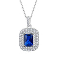 LULUFOCUS 925 Sterling Silver Gemstone Necklace Jewelry Cubic Zirconia Cut Zircon Blue Spinel Luxury Pendant Necklace
