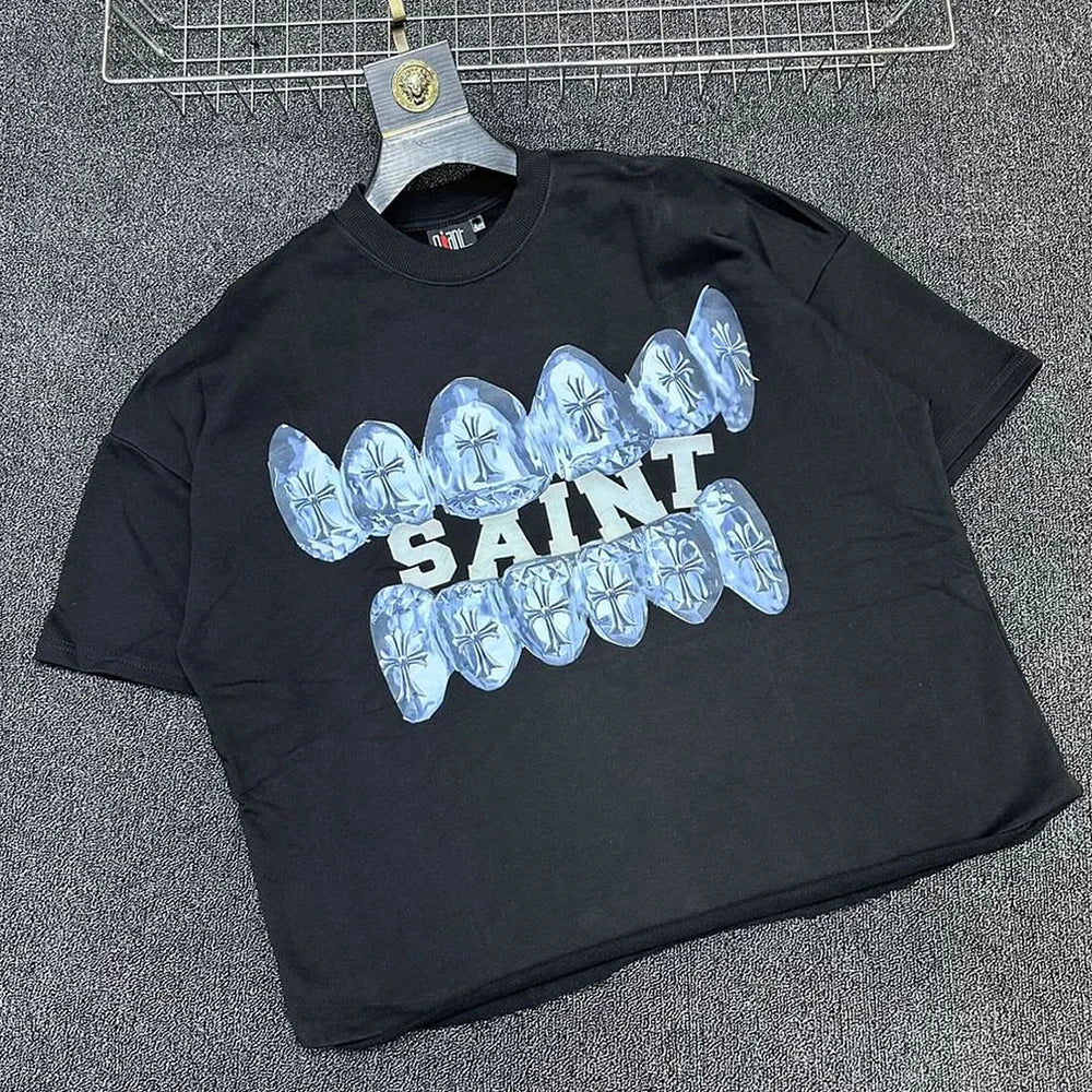 DCY Trending Products 2025 New Arrivals Custom Men's Oversized Knitted T-Shirts with Logo Printed High Quality Heavy T-Shirt