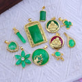 CZ8760 18k Gold Plated CZ Pave Natural Genuine Green Jade Jadeite Stone Heart Turtle Frog Phoenix Buddha Teardrop Pendants