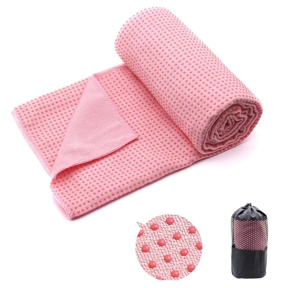 Wholesale 6-Color Non-Slip Microfiber Yoga Mat Fitness Gym Towel Back Flower Dot Design Outdoor Sports Polyester Material Custom