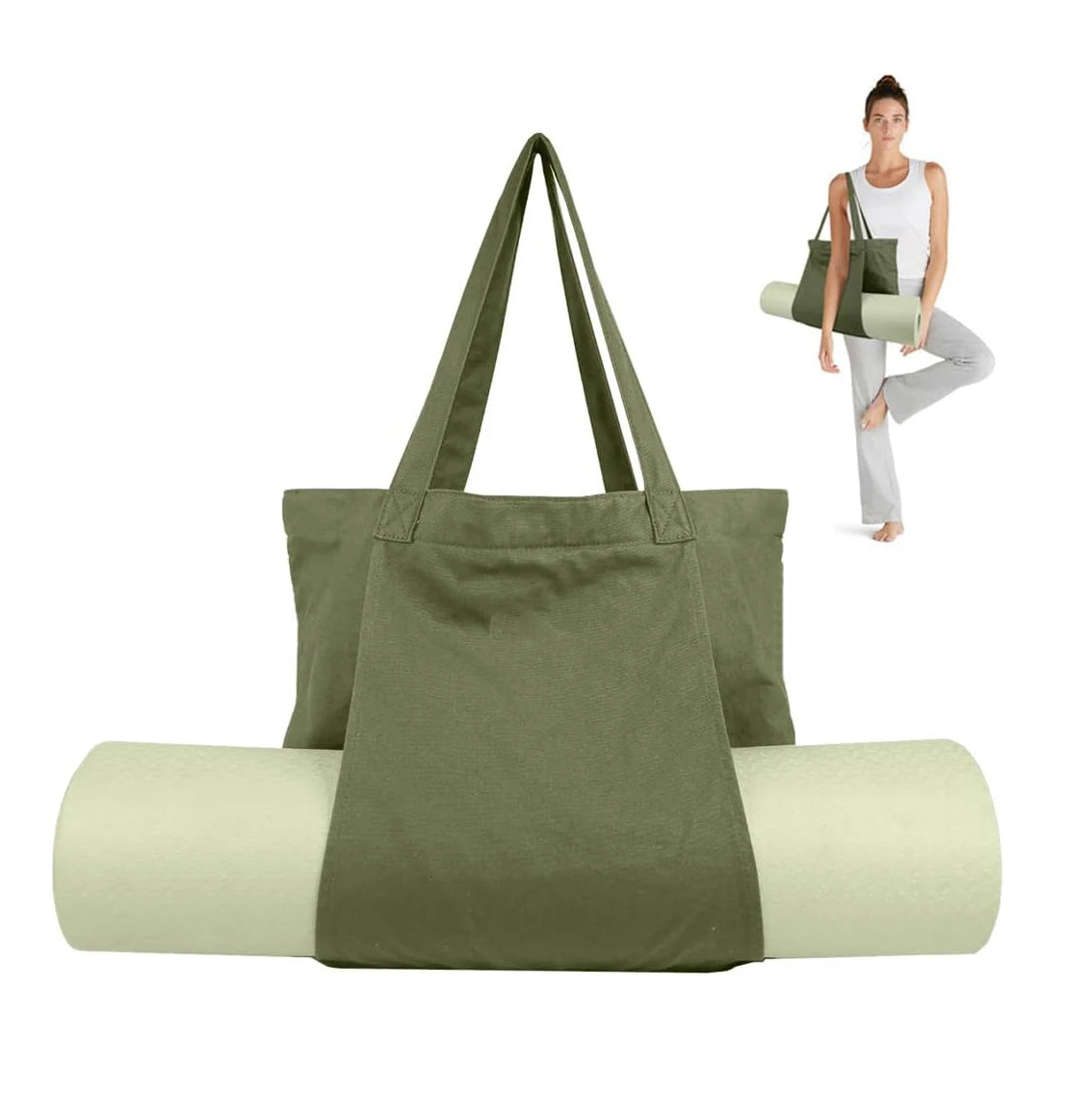 Cheap Eco Fitness Outdoor Travel Pilates Recycled High Capacity Women's Cotton Green Yoga Mat Carry Bag