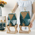 Hot Selling Gold-plated Diamond Nordic Creative Ceramic Dinnerware Sets with Faucet Kettle Cup Juice Drink Pot