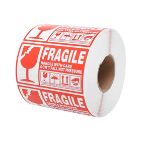 Custom Printed Fragile Stickers Roll - Waterproof Warning Sticker for Glass Bottles