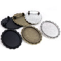 30x40mm Inner Size Vintage Lacy Brooch Blank Bezel Trays Baroque Style Oval Cabochon Base Setting DIY Jewelry Supplies MegaBDM
