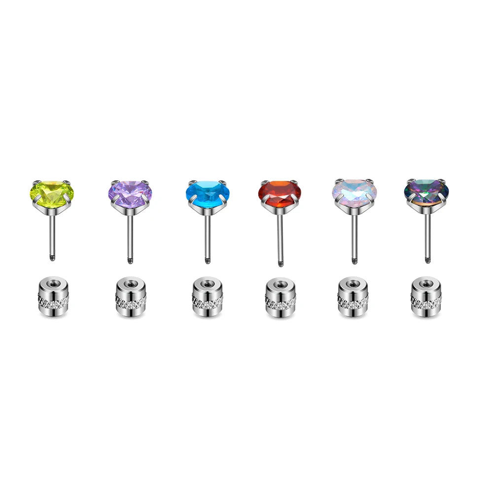 Wholesale 316L Stainless Steel 16G CZ Stud Internally Threaded Tragus Earlobe Piercing Lip Helix Stud for Women Body Jewelry