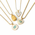 Waterproof PVD Ethnic Fashion 18K Gold Plated Stainless Steel Cubic Zircon Turquoise Enamel Evil Eye Pendant Necklace for Women