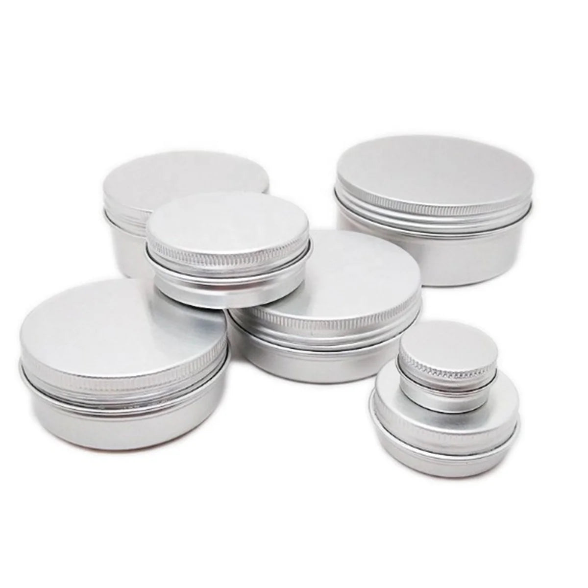 5~30g Empty Cosmetic Pot Cream Lip Balm Storage Container Jar Spiral Tin Case Silver Aluminum Box
