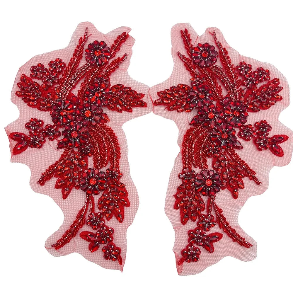 Many Color  Crystal Rhinestone Wedding Collar With  Beaded  Appliques  for Clothes Decoration