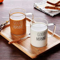 C9High Borosilicate 400Ml Breakfast Milk Coffee Mug Heat-Resistant Transparent Tea Water Cup Glass Cup With Bamboo Lid and Spoon
