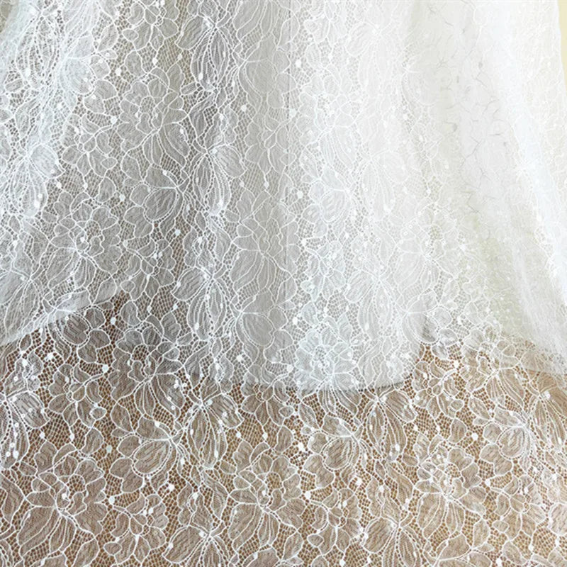 New 3D Embroidered Mesh Sequins Flower Base Soft Lace 100% Polyester Wedding Dress Children's Clothes Curtain Bag Decorative