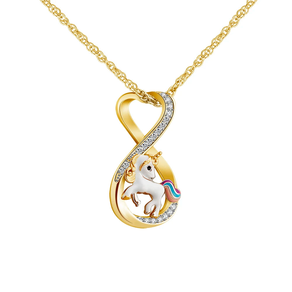 Best Selling Unicorn Pendant Children Necklace With Rhinestone Inlayed