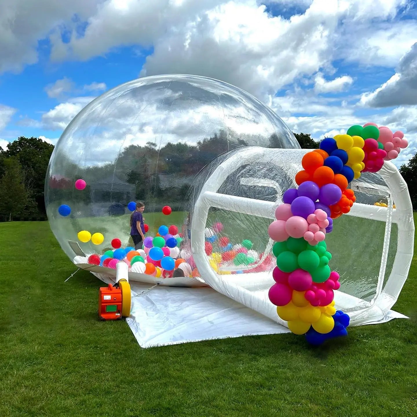 10FT Inflatable Bubble House Dome for Kids Clear PVC Inflatable Bubble Tent with Tunnel for Party
