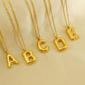 Fine Non Tarnish PVD Plated Silver 18K Gold Stainless Steel A-Z 26 Letters Balloon Bubble Initial Necklace Jewelry for Women