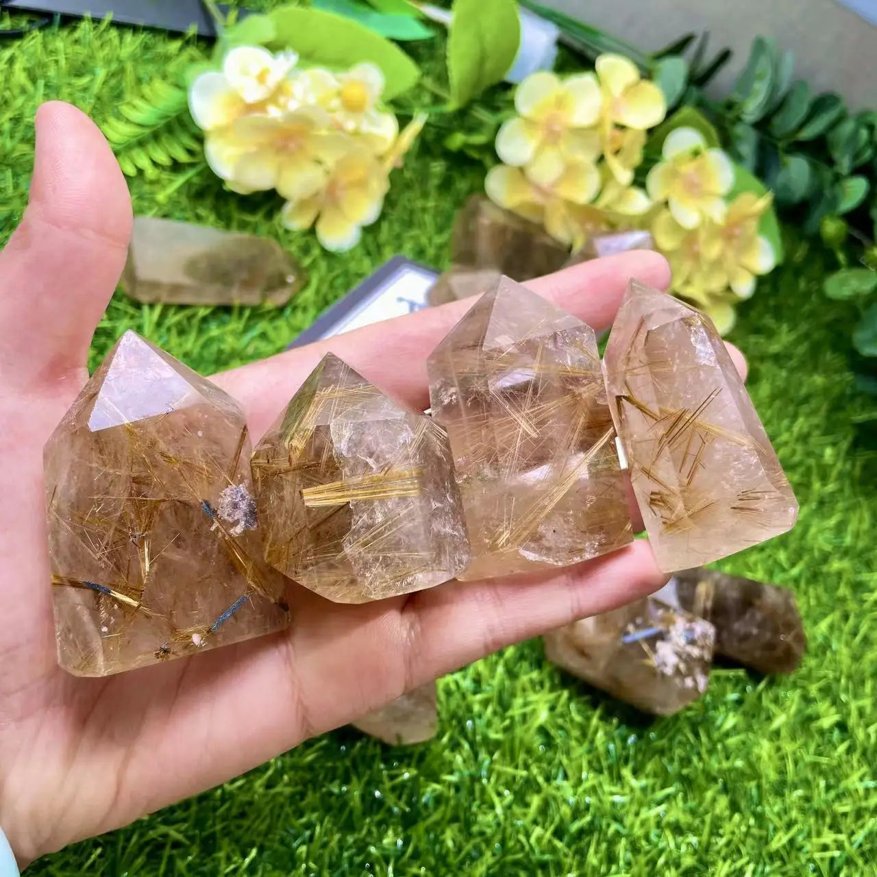Natural Crystal Healing Stones Crystal Gifts Golden Rutilated Quartz Point Tower for Wedding Favors