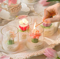 Handmade Tulip Bouquet Flower Shaped Scented Candles Gift Glass Jar Candle Cup for Valentine's Day Wedding Home Decoration