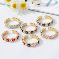 Fashion Gold Plated Red Blue Pink Women Adjustable Enamel Lucky Turkish Evil Eye Rings Jewelry