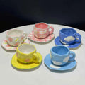 Handmade Irregular Porcelain Tea Cup and Saucers Underglaze Color Hand-Painted Ceramic for Afternoon Tea Coffee Unique Design