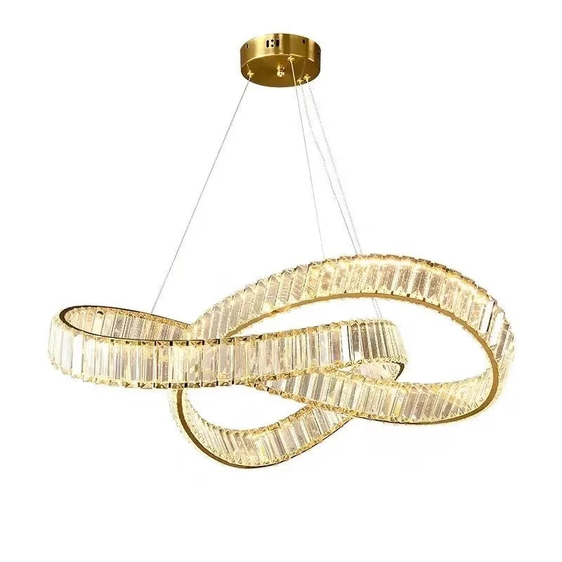 Kitchen Luxury Crystal Lustre Ceiling Chandelier Villa Rectangular Dining Table Atmospheric Art Illumination