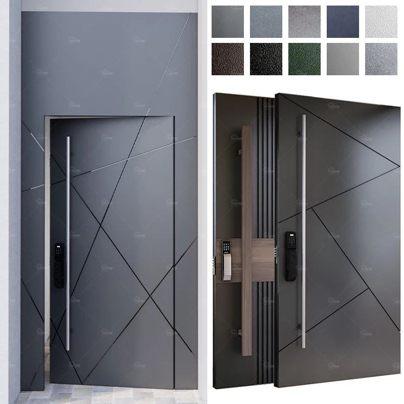 Germany Exterior Doors Manufacturer Villa House Smart Lock External Security Pivot Doors Cast Aluminum Main Entrance Door