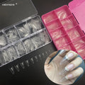 500Pcs Box Custom LOGO Half Cover Clear Natural Nail Tips Artificial Fingernails XL Almond Stiletto Nail Tips