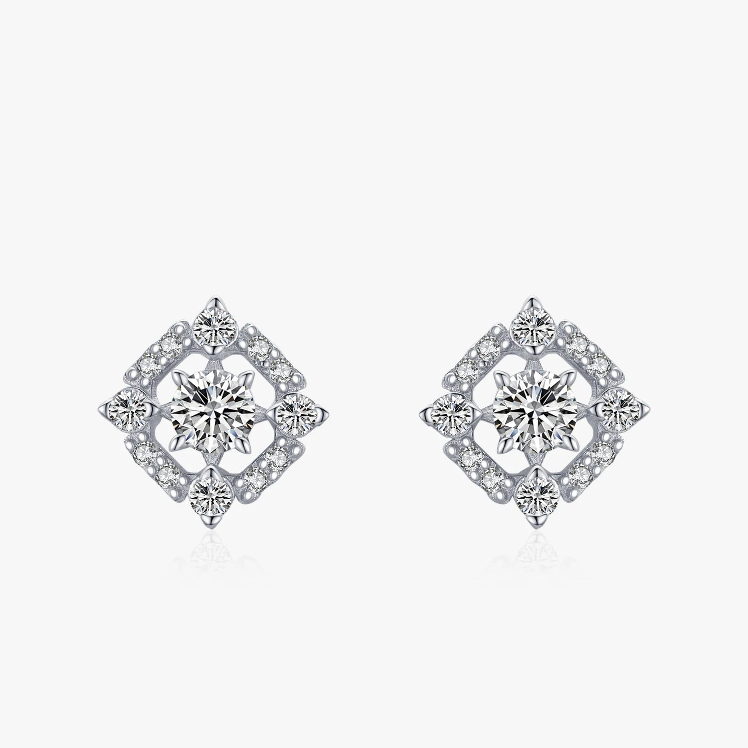 Ailmay Shining Clear Zircon Fine Round Square Geometric Design Earrings for Women Fashion 925 Sterling Silver Fashion Jewelry