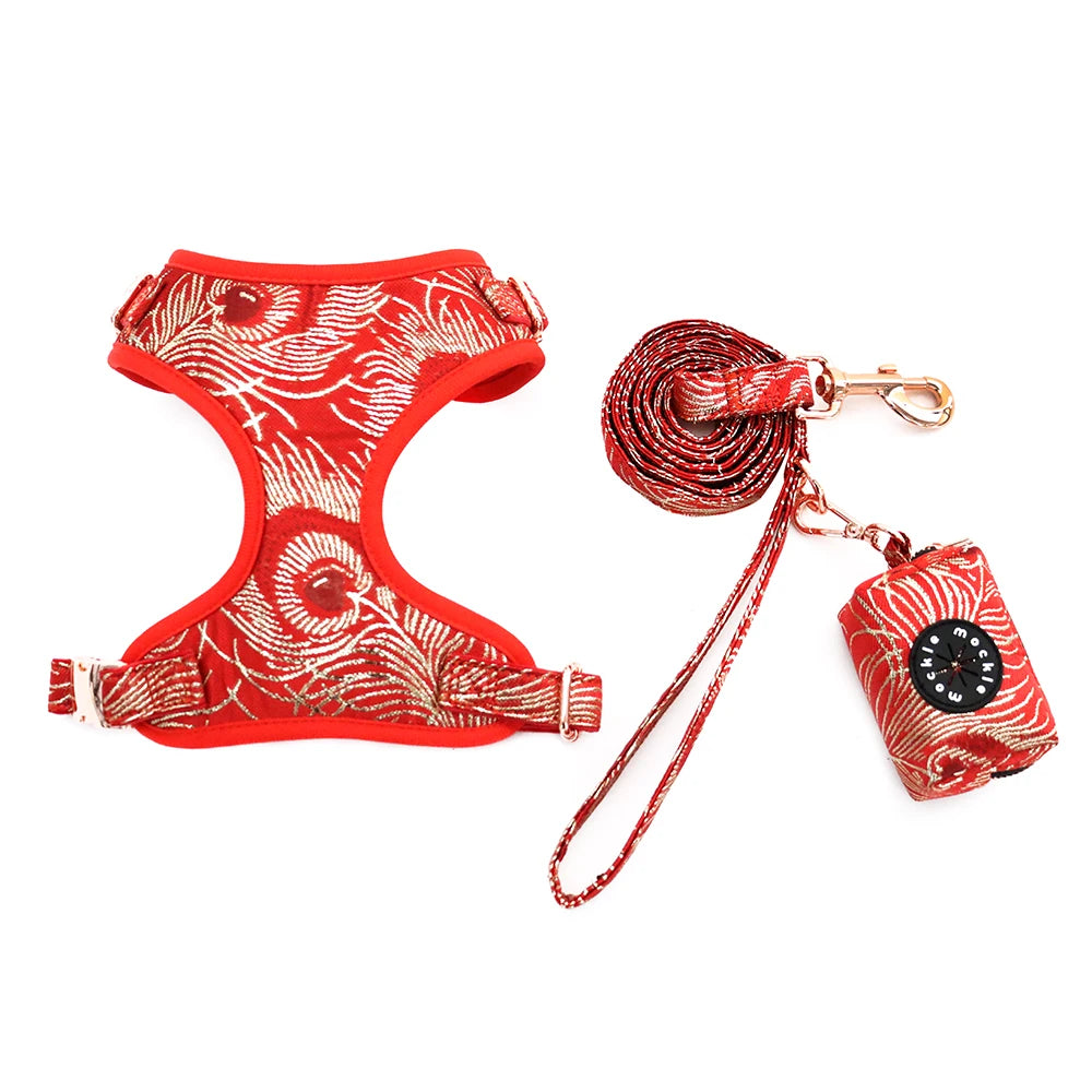 2024 Harness Small for Small Medium Large Dogs No Pull Jacquard Dog Harness Set for Outdoor Running