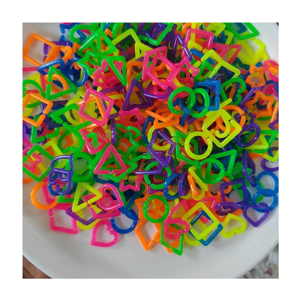 Mix Designs Colors Acrylic Flat Twist Oval Heart Star Round Open Ring Beads Connector Link Chain for Necklace Bracelet Making Co