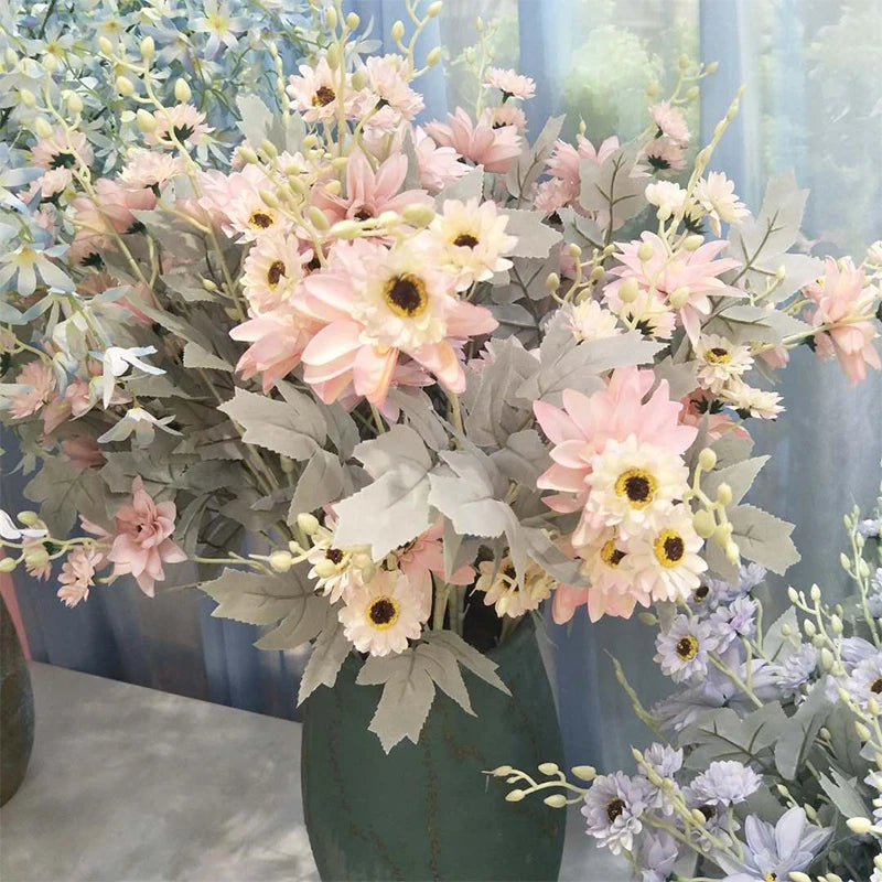Professional Manufacture Promotion Price New Big Dahlia Chrysanthemum Artificial Flowers Decorative