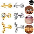 Gaby ASTM F136 Titanium Internal Thread Labret Ring Flower Lip Rings Helix Earring Body Piercing Jewelry Wholesale