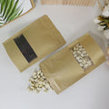 Clear Frosted Window Kraft Paper Stand-up Zipper Packaging Pouch Resealable Food Storage Bag for Sugar Pet Food Chewing Gum