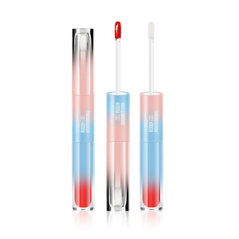 Dual Color Lip Gloss Touching Cup Waterproof Moisturizing Mousse Matte Nourishing Lip Protection