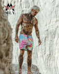 Men's Custom Waterproof Beach Shorts Plus Size Swim Trunks with Solid or Printed Pattern 1 Piece Swim Pants