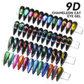 JTING Super Shiny 9D Chameleon Cat Eye Gel Polish Reflective Glitter 12 Colors Magnet Nails Cat Eye Nail Gel Polish Set