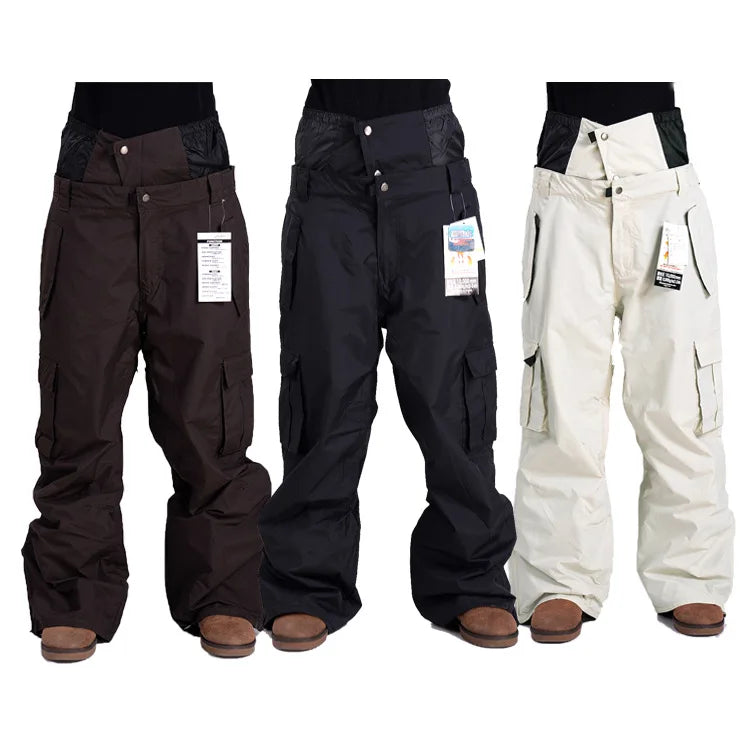 Soft Shell Hiking Pants Baggy Leisure Style Winter Warm Snow Ski Pants With Pockets